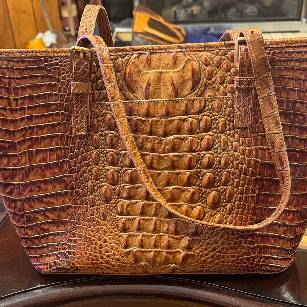 Brahmin Tan Crocodile Embossed Tote - Picture 2 of 3